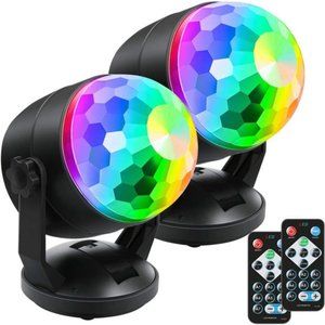 [2-Pack] Portable Sound Activated Party Lights, Battery Powered/USB Plug in